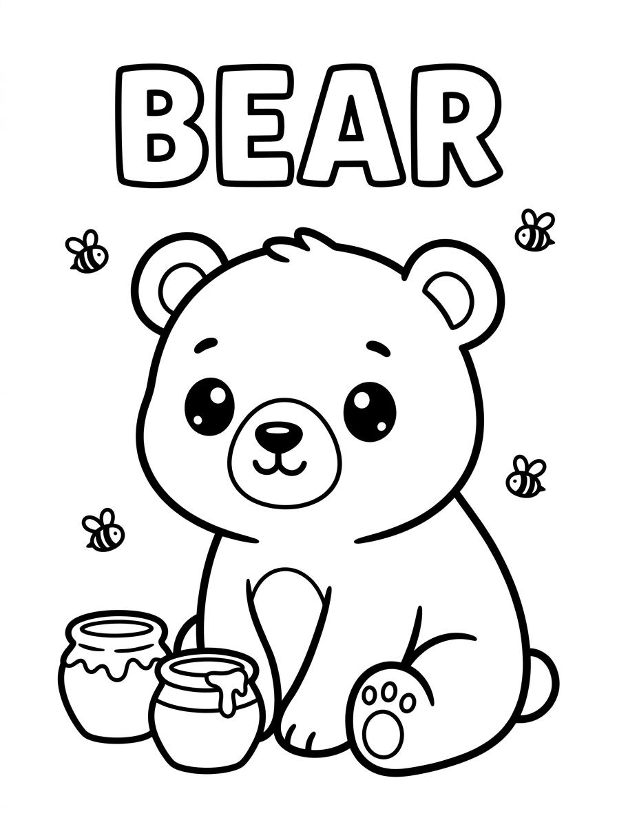 Simple & Big Cute Kawaii Animals — Coloring & Activity Book — interior page 1