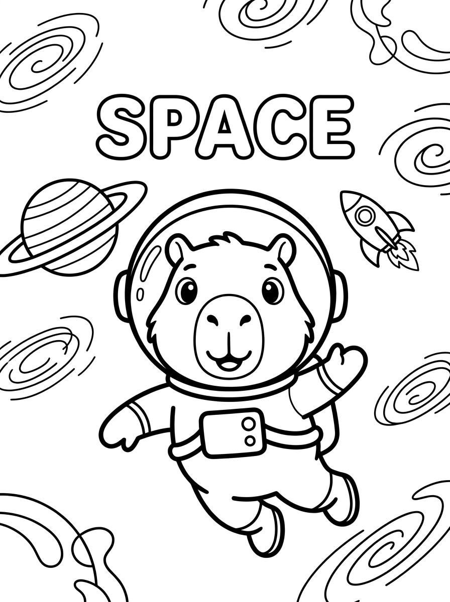 Preview of Capybara Hot Spring Coloring Page