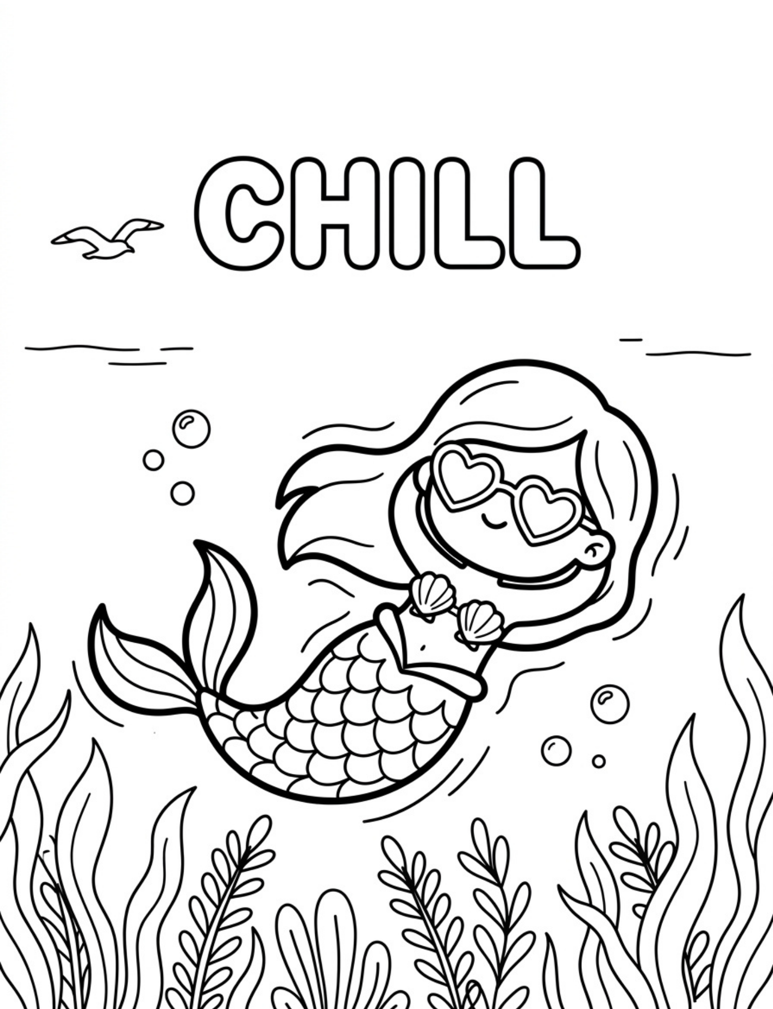 Mermaid Coloring Book for Kids Ages 6–12 — interior page 3