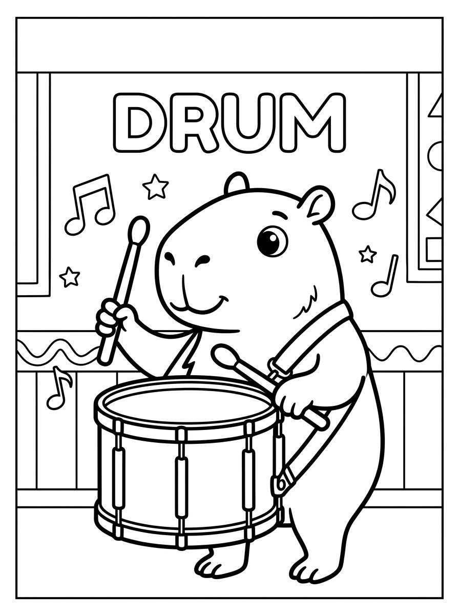 Capybara Hot Spring Coloring Page — preview page 3